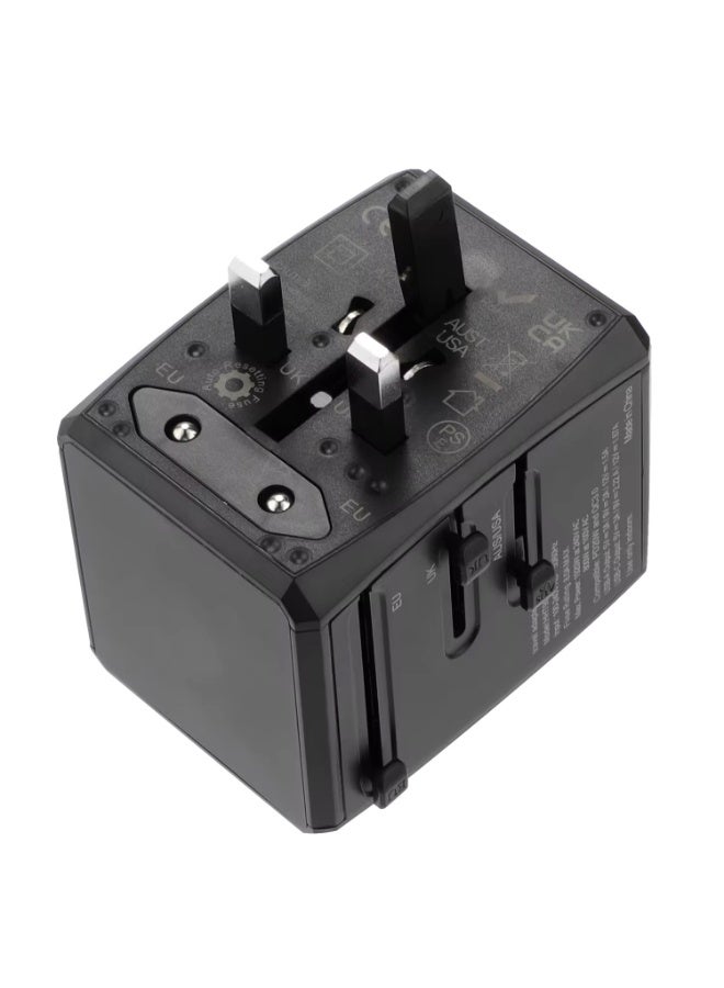 THRONE PREMIUM Universal Travel Adapter Worldwide 30W Fast Charge – 4 Port (2 USB-C + 2 USB-A) International Plug UK US EU AU – Multi Country Power Adapter for UAE Travelers - Image 3