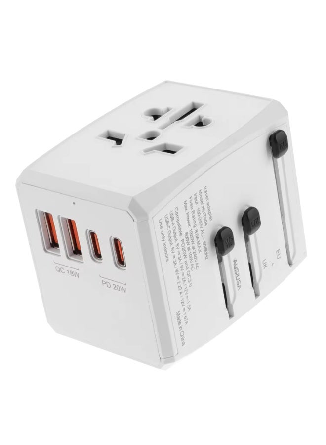 THRONE PREMIUM Universal Travel Adapter Worldwide 30W Fast Charge – 4 Port (2 USB-C + 2 USB-A) International Plug UK US EU AU – Multi Country Power Adapter for UAE Travelers - Image 1