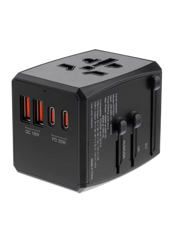 THRONE PREMIUM Universal Travel Adapter Worldwide 30W Fast Charge – 4 Port (2 USB-C + 2 USB-A) International Plug UK US EU AU – Multi Country Power Adapter for UAE Travelers - Image 2