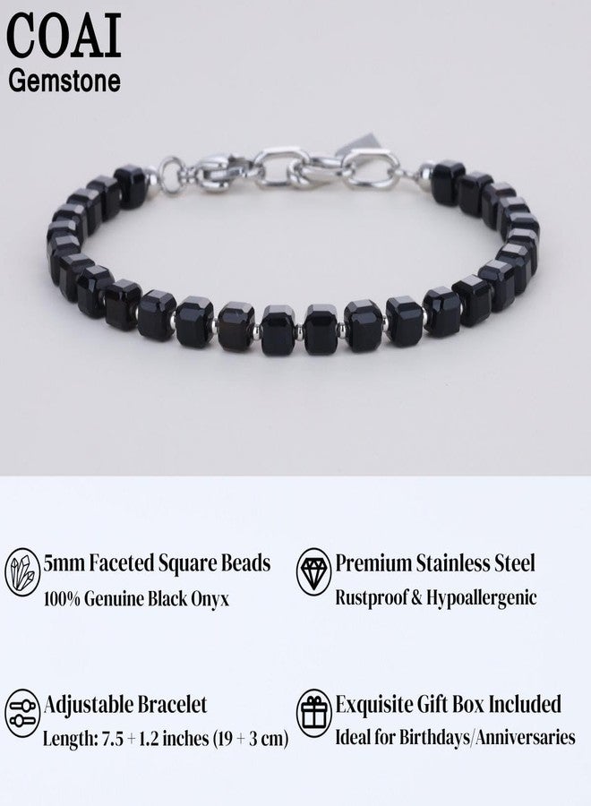COAI Black Onyx Bracelet for Men, Cube Crystal Beads Bracelet for Men - Image 3