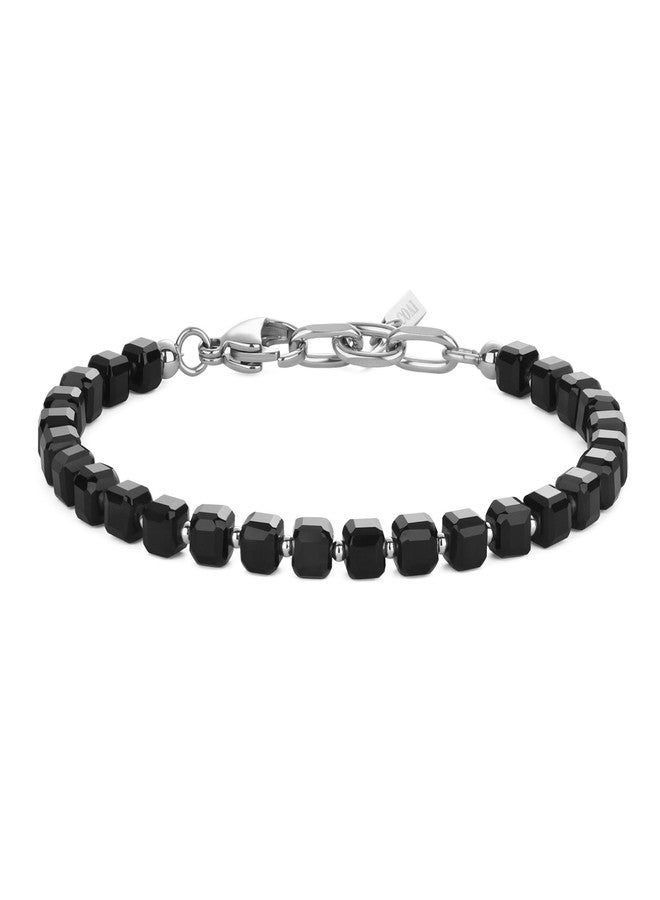 COAI Black Onyx Bracelet for Men, Cube Crystal Beads Bracelet for Men - Image 1