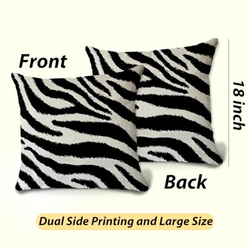BQXH 2Pcs Zebra Print Striped Pillow Covers, Black White Print Modern Decor Throw Pillow Square Cushion Covers 18x18 inch Nursery Living Room Home Decor for Car Bed Couch - Image 4