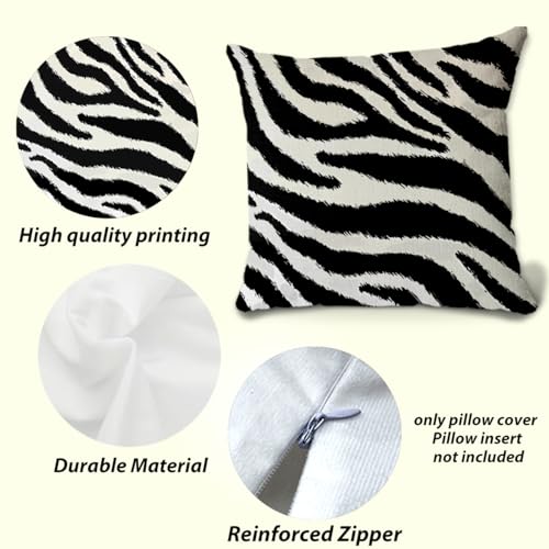 BQXH 2Pcs Zebra Print Striped Pillow Covers, Black White Print Modern Decor Throw Pillow Square Cushion Covers 18x18 inch Nursery Living Room Home Decor for Car Bed Couch - Image 5