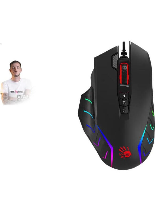 A4TECH A4tech Blood Hand Phantom J95s Activated Edition, E-sports Wired Gaming Mouse, Right-handed Mouse, 5k Colorful Mouse, Pubg Mouse, Rgb 16.8 Million Colors, Black - Image 3