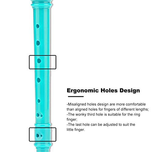 ENGIEGEE SJOYS ENGIEGEE 8-Hole Soprano Descant Recorder Kids Music Flute with Cleaning Rod & Case Bag For School Student Home Entertainment Green - Image 5