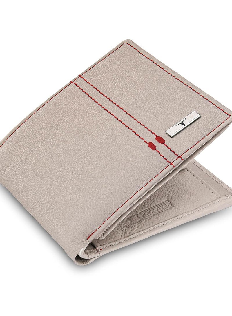 URBAN FOREST Liam Sand/Red Leather Wallet for Men - Image 1