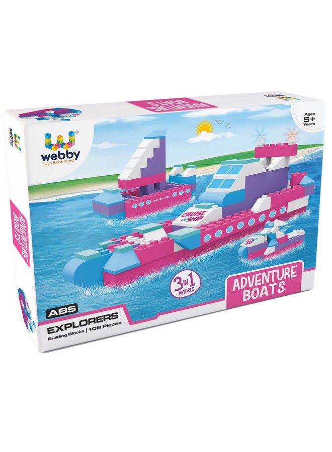Webby 3 In 1 Adventure Boats Abs Building Blocks Kit Colourful Bricks And Blocks Play Set Fun Creative Toy Set For 5+ Years Kid (108 Pcs) - Image 1