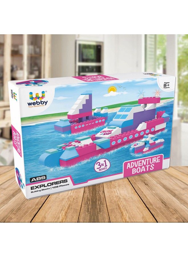 Webby 3 In 1 Adventure Boats Abs Building Blocks Kit Colourful Bricks And Blocks Play Set Fun Creative Toy Set For 5+ Years Kid (108 Pcs) - Image 5