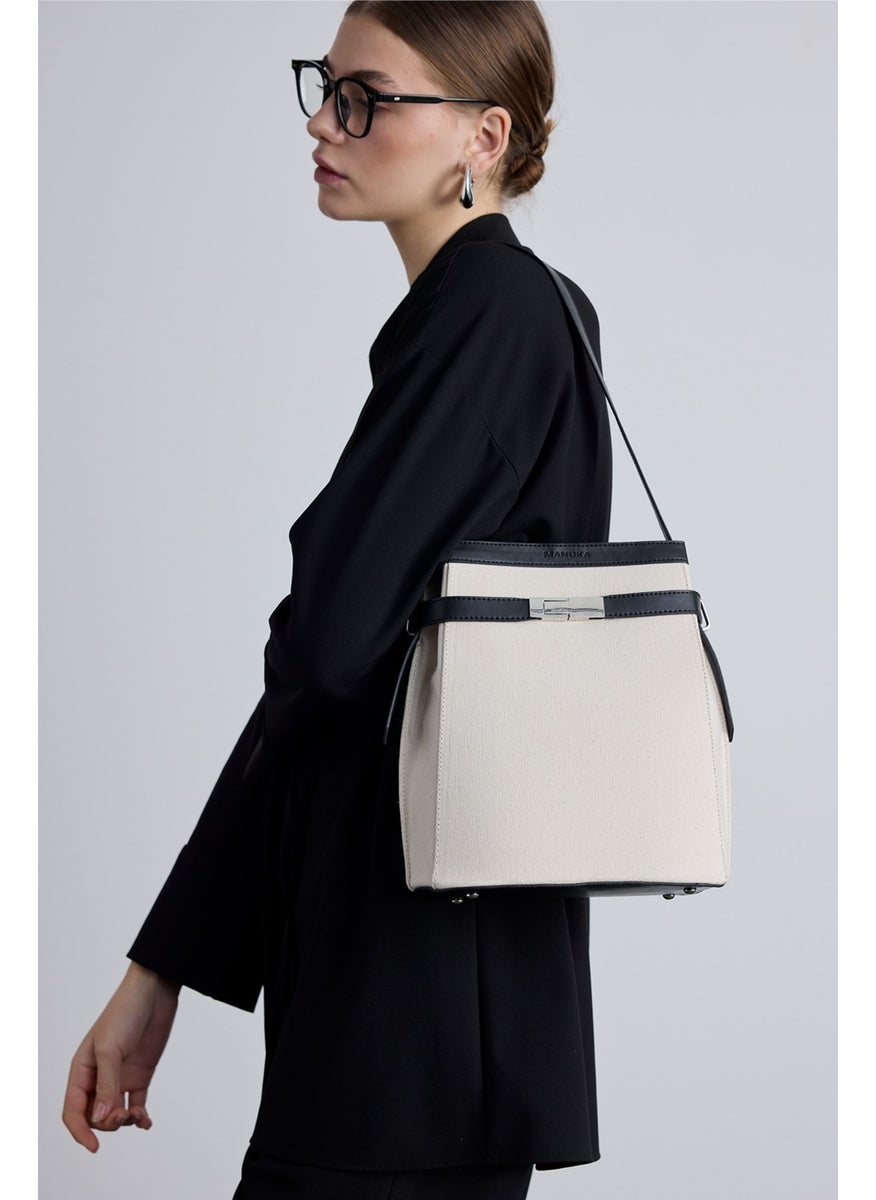 Manuka - Milo Canvas Baguette Bag Beige - Image 1