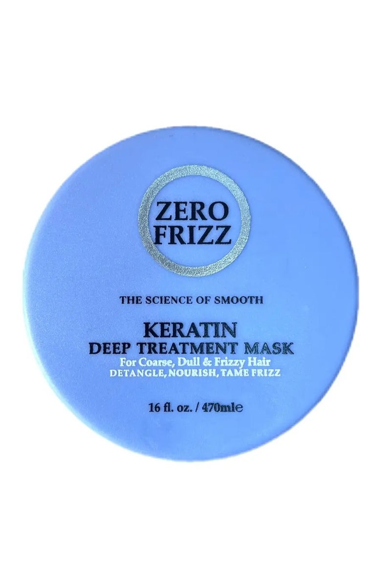 Zero Frizz Keratin Deep Hair Treatment Mask | 470ml | Intense Smoothing & Nourishing Hair Mask for Frizz Control & Shine | Deep Conditioner for All Hair Types | Sulfate-Free - Image 2