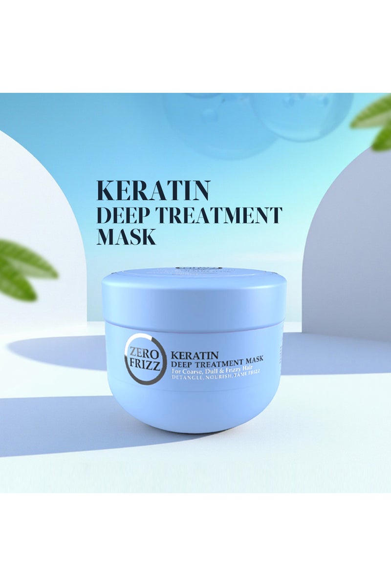 Zero Frizz Keratin Deep Hair Treatment Mask | 470ml | Intense Smoothing & Nourishing Hair Mask for Frizz Control & Shine | Deep Conditioner for All Hair Types | Sulfate-Free - Image 3