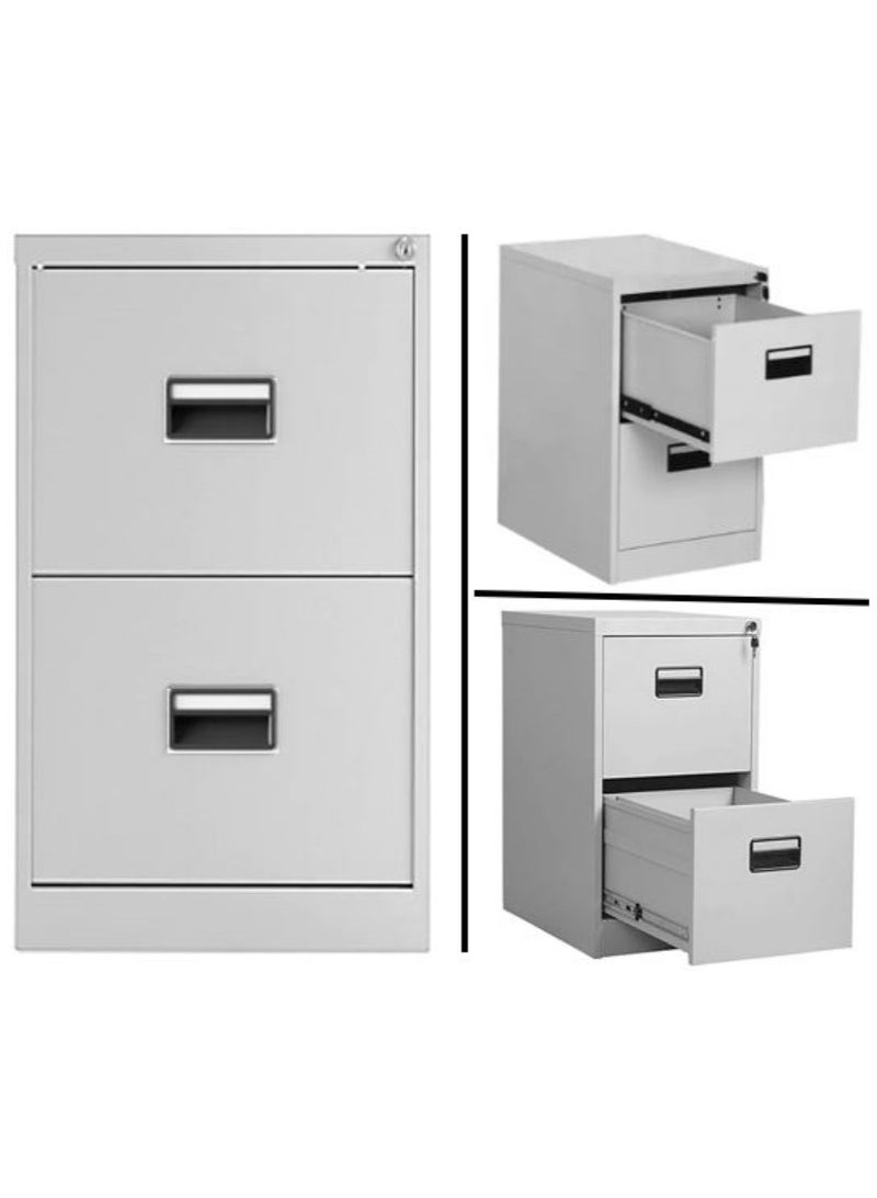 AL WADI FURNITURE Steel Vertical Filing Cabinet Compact Storage steel Cabinet,Metal Portable Cabinet with 2 Drawers for Legal,Office,Workshop,Hospital,Warehouse (Grey)– Size 73H x 62D x 45W cm - Image 1