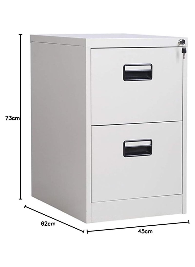 AL WADI FURNITURE Steel Vertical Filing Cabinet Compact Storage steel Cabinet,Metal Portable Cabinet with 2 Drawers for Legal,Office,Workshop,Hospital,Warehouse (Grey)– Size 73H x 62D x 45W cm - Image 2