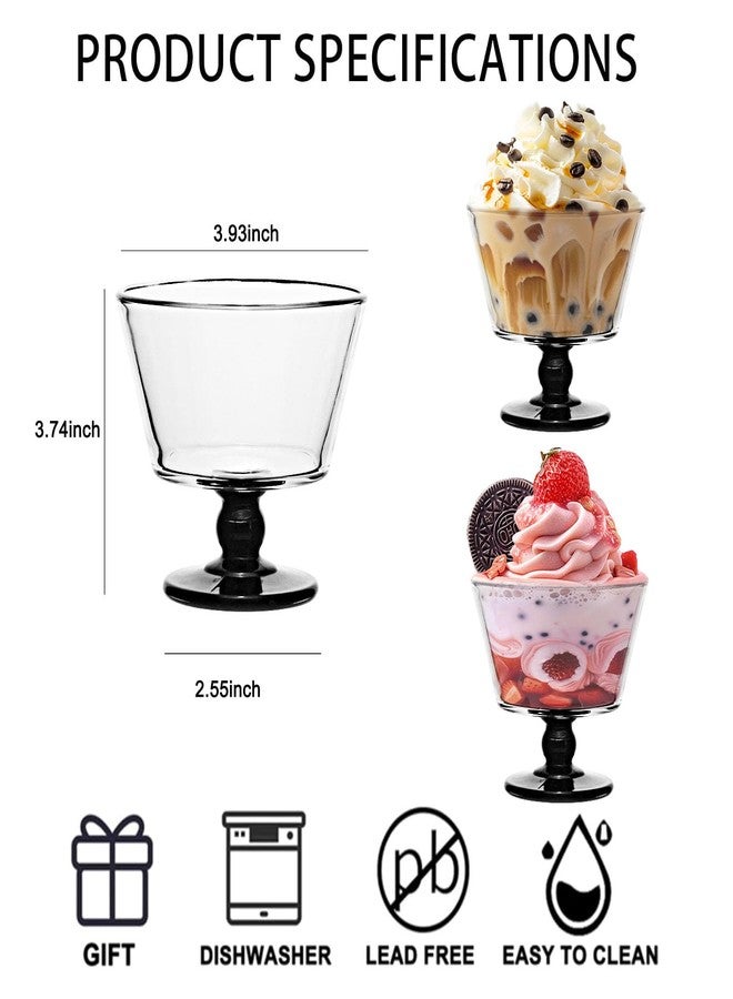 CHPINDAM 9oz Glass Dessert Bowls,ice cream sundae bowls Set of 4,Dessert Cups for Ice Cream, Fruit, Pudding, small snacks, Yogurt, and Appetizers (4) - Image 2