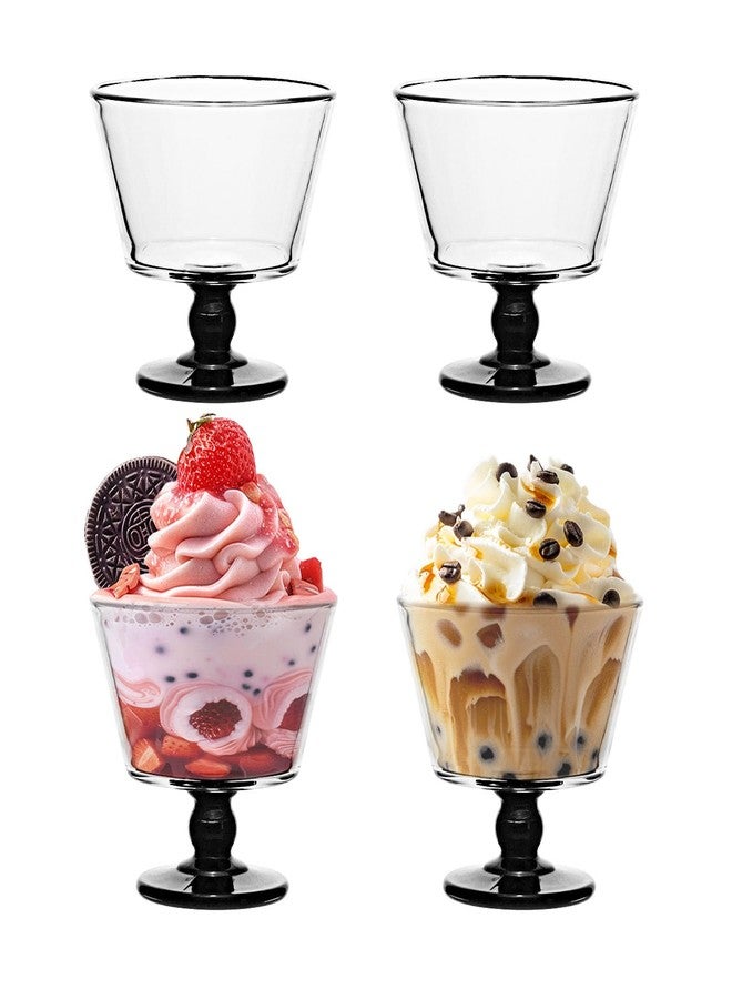 CHPINDAM 9oz Glass Dessert Bowls,ice cream sundae bowls Set of 4,Dessert Cups for Ice Cream, Fruit, Pudding, small snacks, Yogurt, and Appetizers (4) - Image 1