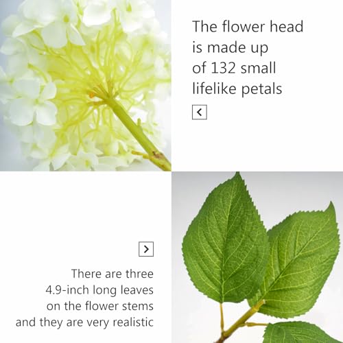 IPLNTS 5pcs 18.5 inch Realistic Fake White Flowers Artificial Silk Hydrangea Flowers Artificial Flowers Faux Hydrangea Stems for Bouquets Home Outdoor Wedding Party Centerpieces Decor (Cream White) - Image 4