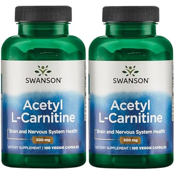 Swanson Acetyl-L-Carnitine - Amino Acid Supplement Promoting Cognitive Health & Muscle Support - Natural Formula May Promote Nervous System Health - (100 Veggie Capsules) (2 Pack) - Image 1