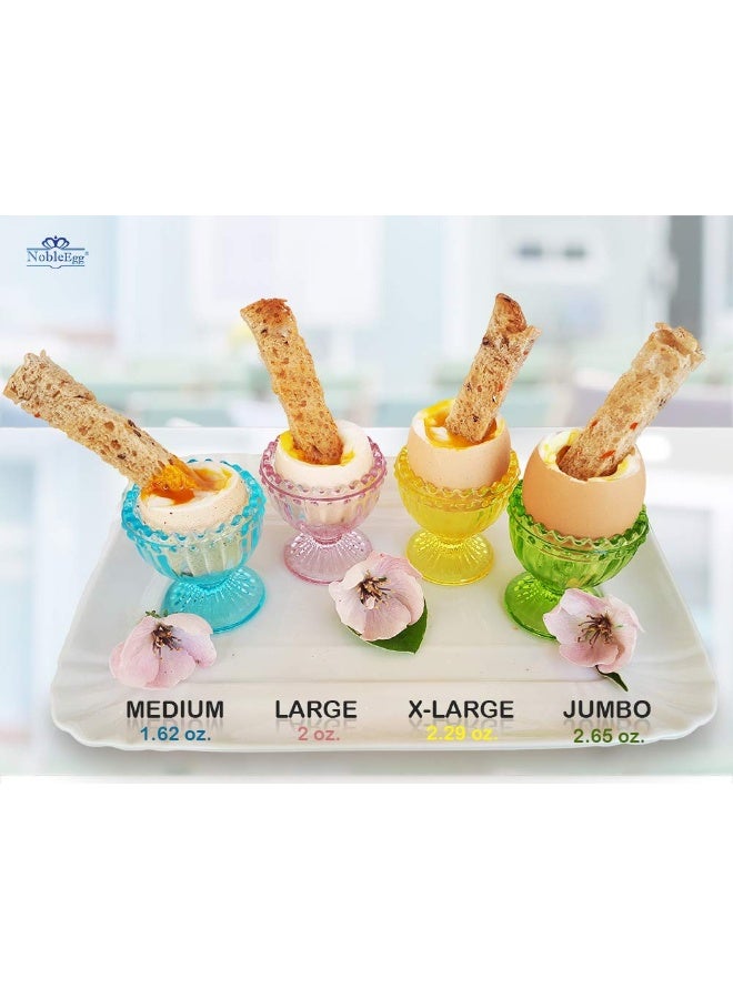 NobleEgg Antique Style Egg Cups for Soft Boiled Eggs | Set of 4 | Egg Timer Pro | 18/8 Egg Spoons | Egg Topper | Premium Gift/Storage Box - Image 2