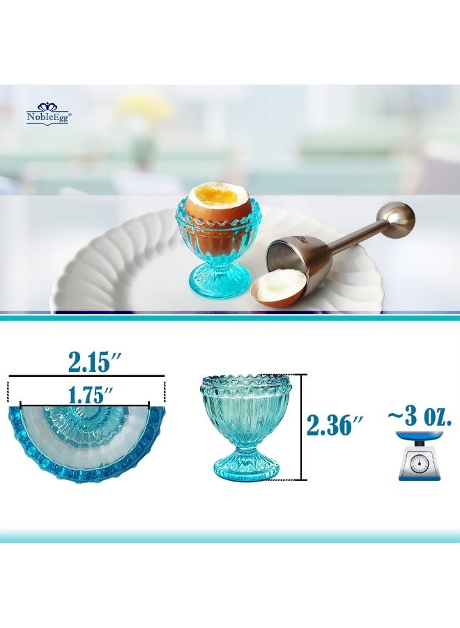 NobleEgg Antique Style Egg Cups for Soft Boiled Eggs | Set of 4 | Egg Timer Pro | 18/8 Egg Spoons | Egg Topper | Premium Gift/Storage Box - Image 5