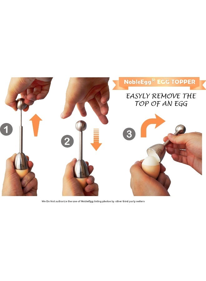 NobleEgg Antique Style Egg Cups for Soft Boiled Eggs | Set of 4 | Egg Timer Pro | 18/8 Egg Spoons | Egg Topper | Premium Gift/Storage Box - Image 3