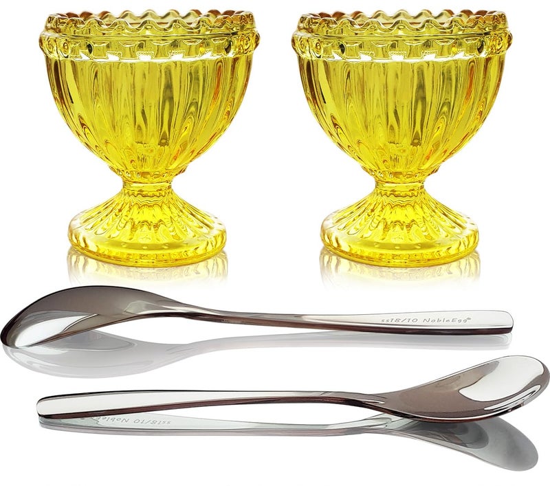 NobleEgg Antique Style Egg Cups for Soft Boiled Eggs | Set of 4 | Egg Timer Pro | 18/8 Egg Spoons | Egg Topper | Premium Gift/Storage Box - Image 1