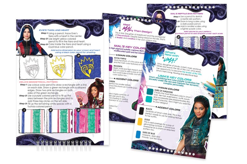 Make It Real Disney Descendants 3 Fashion Design Sketchbook for Girls - Create Outfits with Evie & More, Includes Stencils, Stickers, Design Guide - Gift for Kids Ages 6+, Develops Real-World Skills Make it Real - Image 3