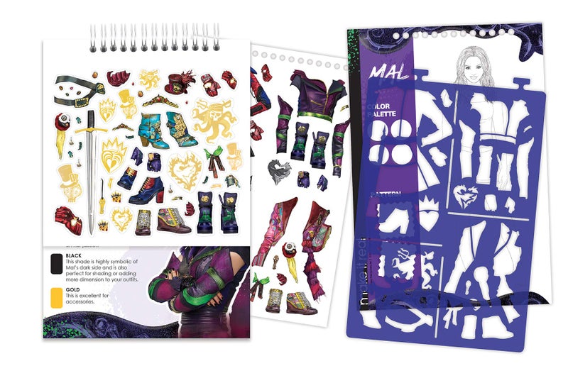 Make It Real Disney Descendants 3 Fashion Design Sketchbook for Girls - Create Outfits with Evie & More, Includes Stencils, Stickers, Design Guide - Gift for Kids Ages 6+, Develops Real-World Skills Make it Real - Image 4