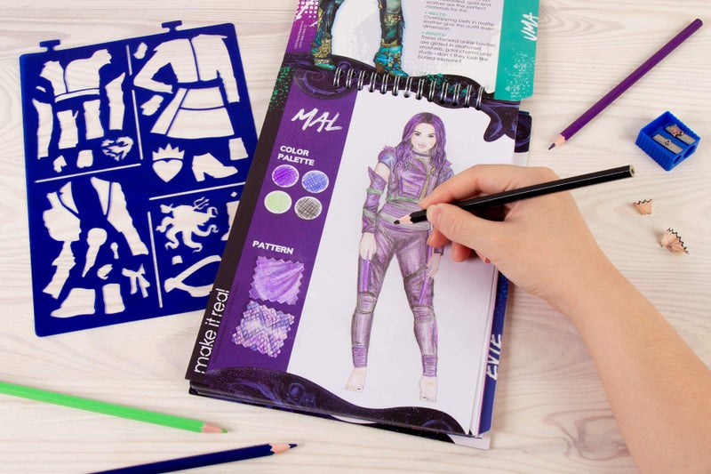 Make It Real Disney Descendants 3 Fashion Design Sketchbook for Girls - Create Outfits with Evie & More, Includes Stencils, Stickers, Design Guide - Gift for Kids Ages 6+, Develops Real-World Skills Make it Real - Image 5