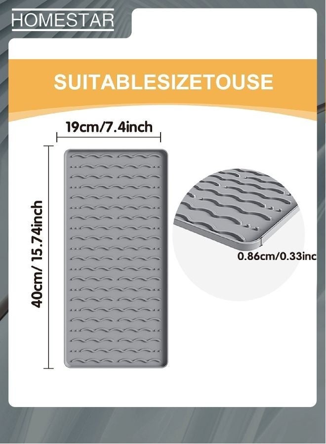 HOMESTAR Silicone Coffee Mat - Coffee Bar Maker Mat for Countertop, Station Pad Accessories Fit Under Maker Espresso Machine, Dish Drying Heat Resistant Kitchen Gadgets Grey - Image 5
