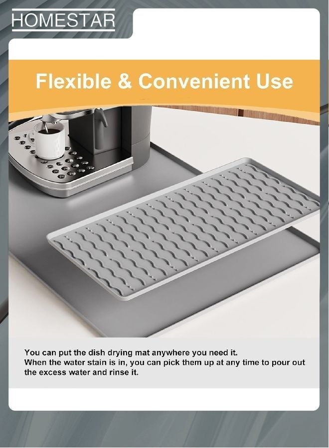 HOMESTAR Silicone Coffee Mat - Coffee Bar Maker Mat for Countertop, Station Pad Accessories Fit Under Maker Espresso Machine, Dish Drying Heat Resistant Kitchen Gadgets Grey - Image 4