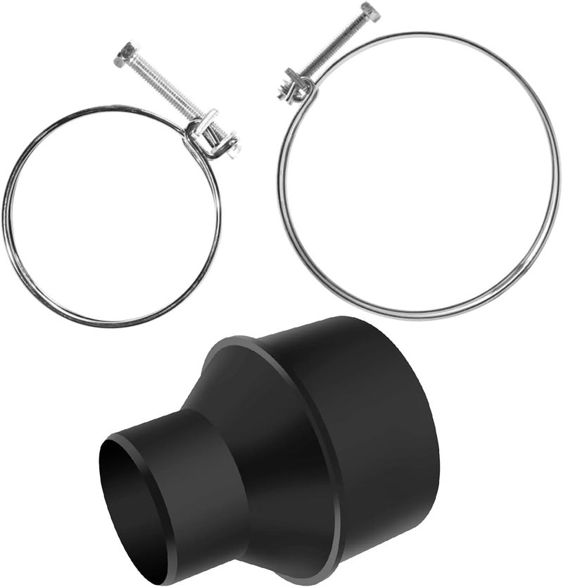 POWERTEC 70352 4" Hose to 2-1/2" Hose Cone Reducer with 4" & 2-1/2" Double Wire Clamps - Image 1