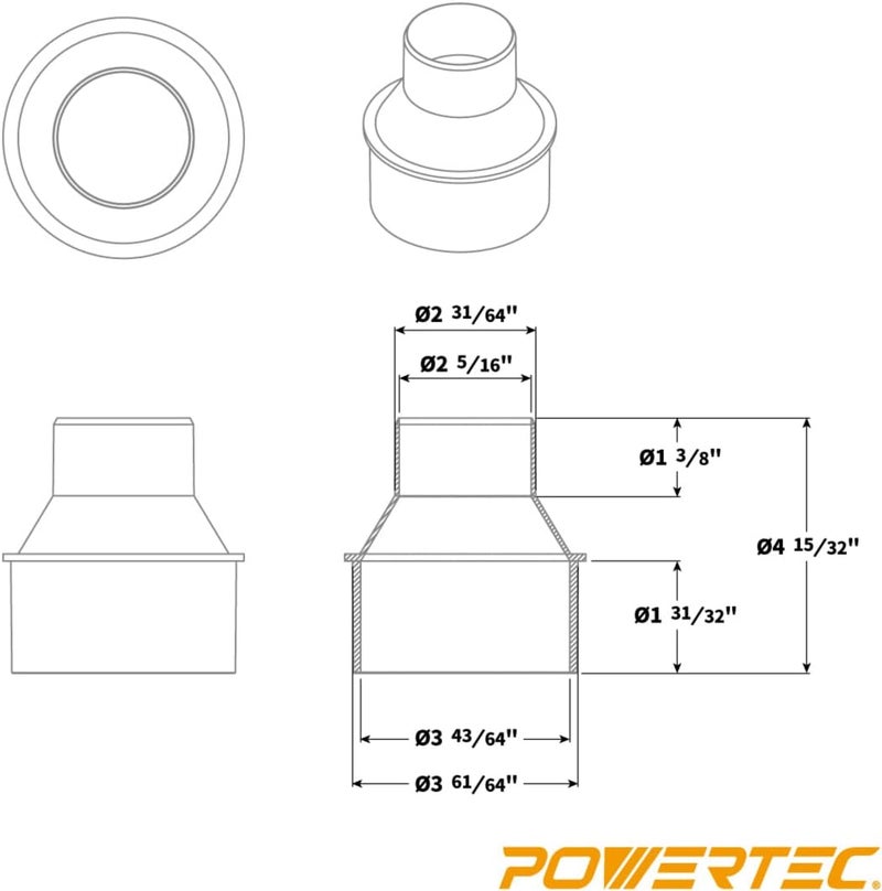 POWERTEC 70352 4" Hose to 2-1/2" Hose Cone Reducer with 4" & 2-1/2" Double Wire Clamps - Image 5