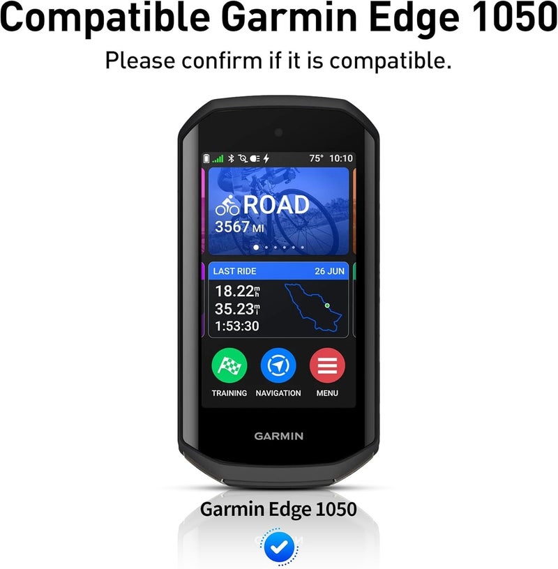 سومان Suoman for Garmin Edge 1050 Case, [Anti-Scratch] TPU High Definition Clear Screen Protector, Full Around Electroplate Soft EPU Protective Cover -Black - Image 2