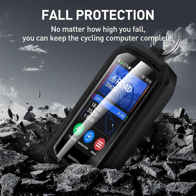 سومان Suoman for Garmin Edge 1050 Case, [Anti-Scratch] TPU High Definition Clear Screen Protector, Full Around Electroplate Soft EPU Protective Cover -Black - Image 5