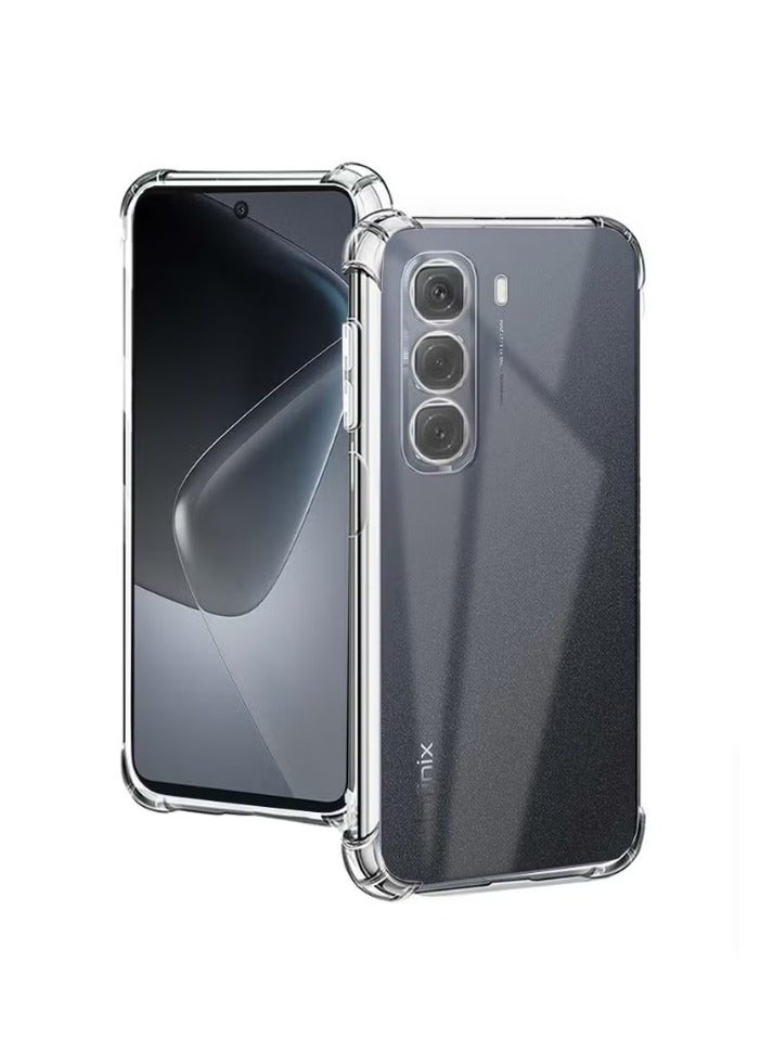 2 in 1 Infinix Hot 50 Pro+ 4G Phone Case Cover & Screen Protector - Shockproof Clear Slim TPU Protective Phone Cover & Full Coverage Delicate Touch Tempered Glass Screen Protector for Infinix Hot 50 Pro+ 4G  - Image 3