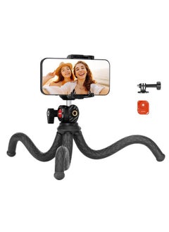Flexible Tripod with Remote, Mini Camera Phone Tripod Stand Vlog Selfie Stick with Phone Holder & Action Camera Adapter Compatible with GoPro Insta360 iPhone Samsung, Digital Camera, TP34