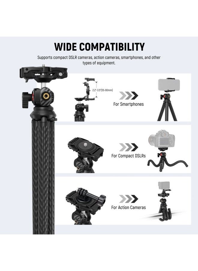Neewer - Flexible Tripod with Remote, Mini Camera Phone Tripod Stand Vlog Selfie Stick with Phone Holder & Action Camera Adapter Compatible with GoPro Insta360 iPhone Samsung, Digital Camera, TP34 - Image 1
