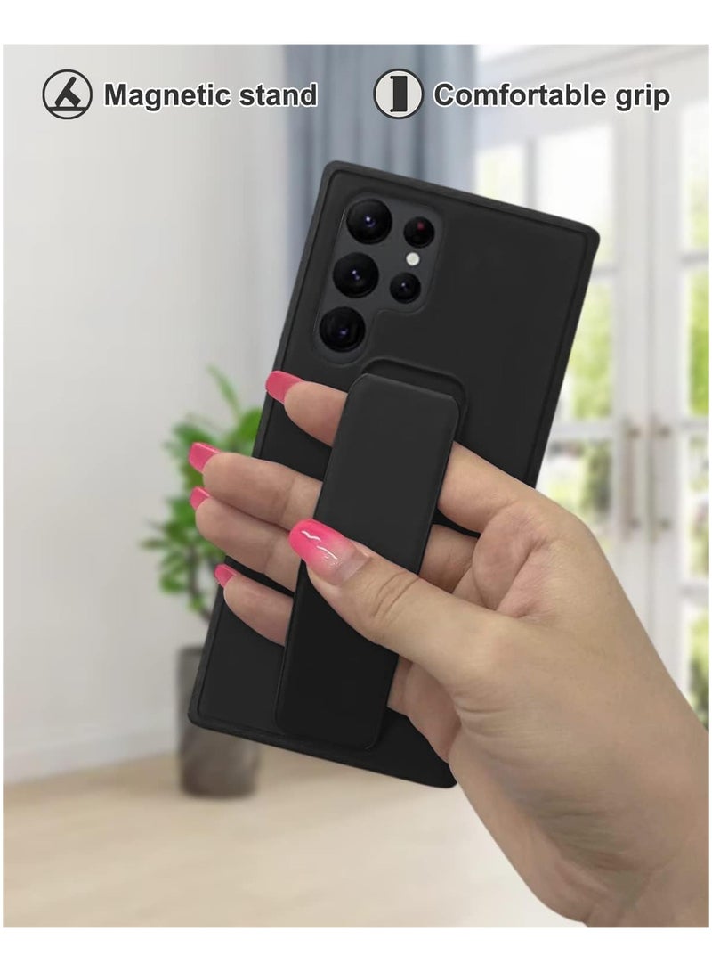 Case for Samsung Galaxy S25 Ultra Back Stand Case Magnetic Car Holder Soft Silicone Horizontal & Vertical Kickstand Cover Wrist Strap for Galaxy S25 Ultra - Image 4