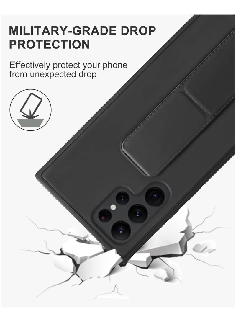 Case for Samsung Galaxy S25 Ultra Back Stand Case Magnetic Car Holder Soft Silicone Horizontal & Vertical Kickstand Cover Wrist Strap for Galaxy S25 Ultra - Image 5