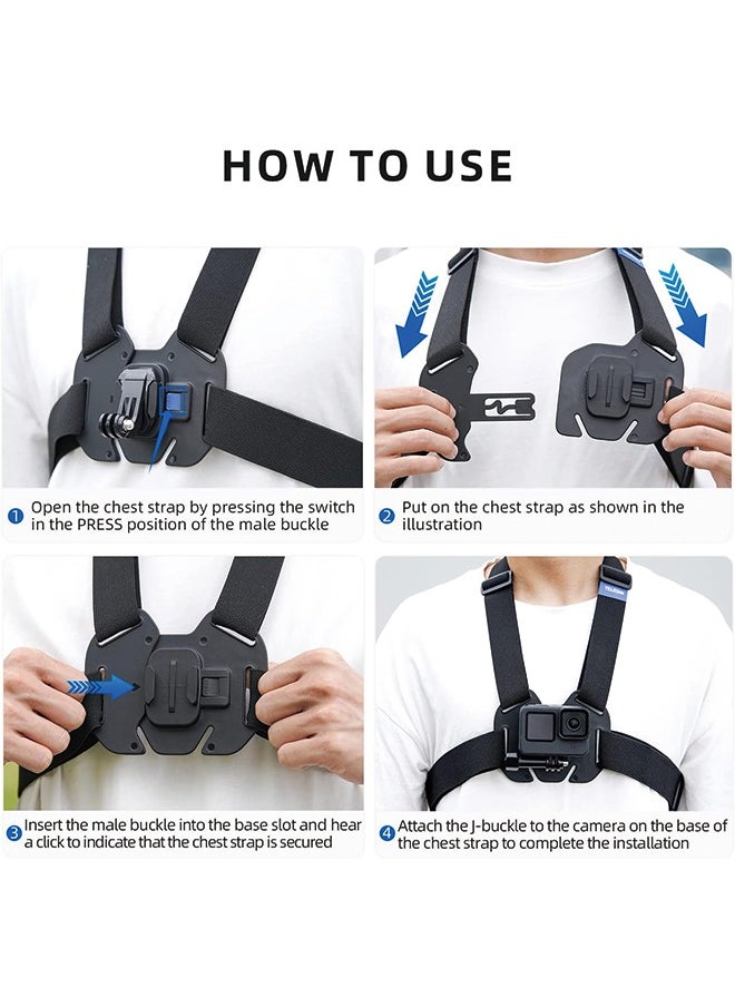 تيليسن - حامل على الصدر لكاميرات الحركة، حامل على الصدر متوافق مع GoPro Hero 12,11,10,9,8,7,6,5,4, Hero Session - Image 1