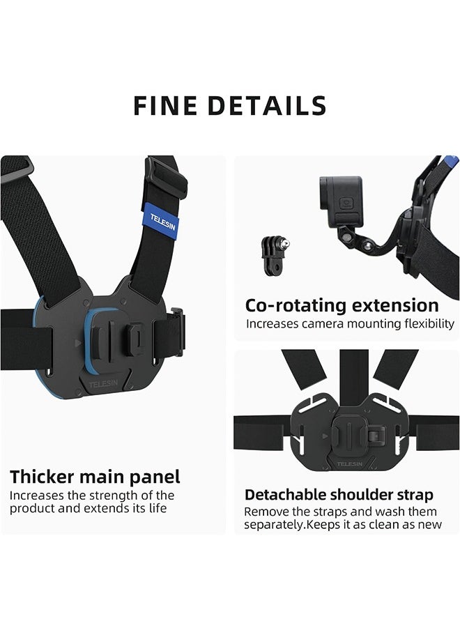تيليسن - حامل على الصدر لكاميرات الحركة، حامل على الصدر متوافق مع GoPro Hero 12,11,10,9,8,7,6,5,4, Hero Session - Image 1