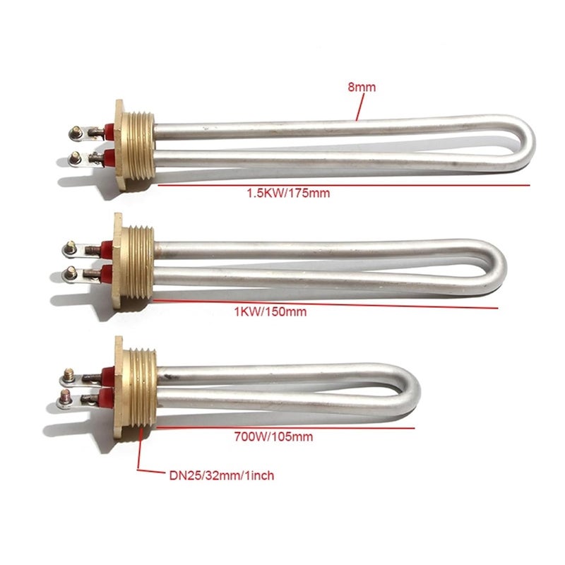 عنصر تسخين كهربائي لجهاز توزيع المياه بقطر 1.0"، مناسب لمدافئ الأفران، بجهد 110V/220V، وأنواع مدافئ من نوع U، بقدرات 700W/1000W/1500W، عدد 1 قطعة (أنبوب من مادة 201SUS، جهد 110V، قدرة 1KW، سعة 150 لتر، قطر الأنبوب DN25). - Image 2