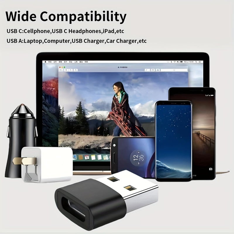 USB to USB C Adapter 4 Pack USB C Female to USB Male Super Fast Charging OTG Adapter Converter Compatible with iPhone 15 14 13 12 11 Pro Max Plus iPad Pro Air 5 Mini 6 Samsung Galaxy S24 S23 S22 Black - Image 4