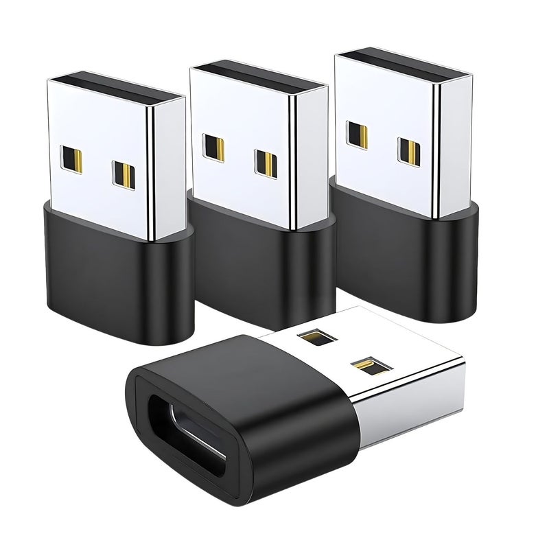 USB to USB C Adapter 4 Pack USB C Female to USB Male Super Fast Charging OTG Adapter Converter Compatible with iPhone 15 14 13 12 11 Pro Max Plus iPad Pro Air 5 Mini 6 Samsung Galaxy S24 S23 S22 Black - Image 1