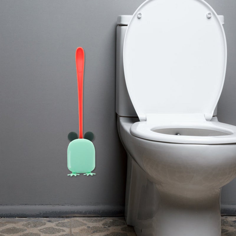1 Set Bathroom Wall Mount Toilet Brush and Holder Cartoon Handle Bathroom Cleaning Toilet Brush Household Toilet Brush with Holder - Image 4