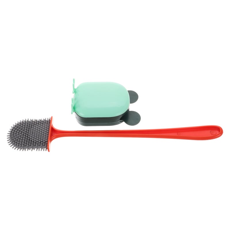 1 Set Bathroom Wall Mount Toilet Brush and Holder Cartoon Handle Bathroom Cleaning Toilet Brush Household Toilet Brush with Holder - Image 1
