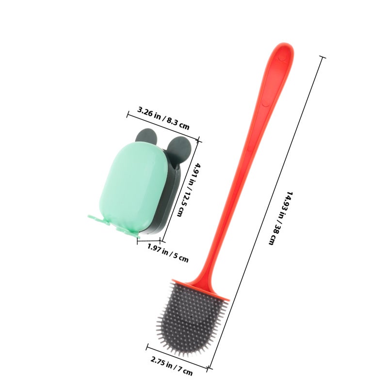 1 Set Bathroom Wall Mount Toilet Brush and Holder Cartoon Handle Bathroom Cleaning Toilet Brush Household Toilet Brush with Holder - Image 2