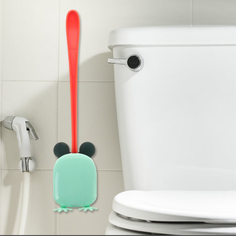 1 Set Bathroom Wall Mount Toilet Brush and Holder Cartoon Handle Bathroom Cleaning Toilet Brush Household Toilet Brush with Holder - Image 3