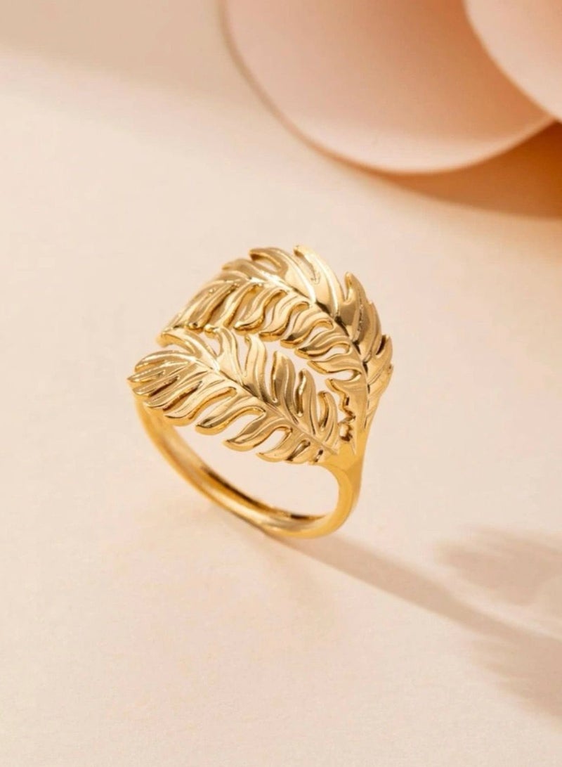 بلو لاين خاتم مصنوع من الاستانلس ستيل مطلي باللون الذهبي عيار 18 بمقاس موحد - Image 3