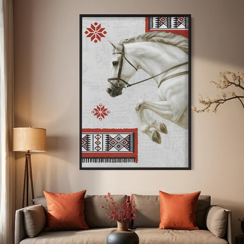 Marktna One piece, a canvas print of a horse design with a hollow frame, measuring (40×60). - Image 1